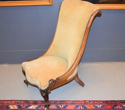 Lot 537 - A Victorian nursing chair in cream velour...