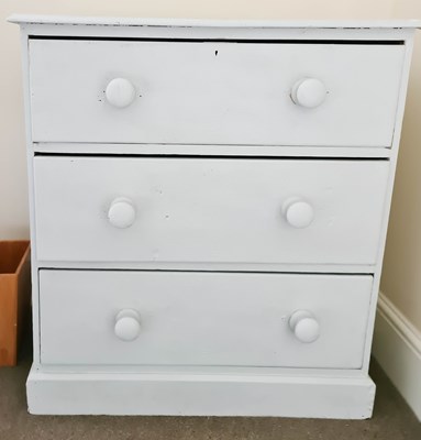 Lot 511 - A pine painted Victorian three drawer chest,...