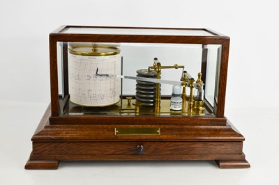 Lot 324 - A vintage barograph, circa 1930, in oak and...