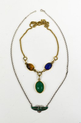 Lot 35 - Egyptian Revival interest, a three form scarab...