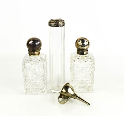 Lot 265 - A pair of hobnail cut glass scent or perfume...