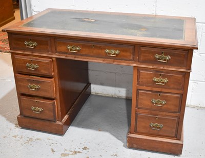 Lot 617 - A Victorian mahogany pedestal desk with...