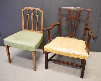 Lot 607 - A Georgian mahogany armchair with upholstered...