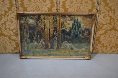Lot 488 - A large, colourful woolwork picture depicting...