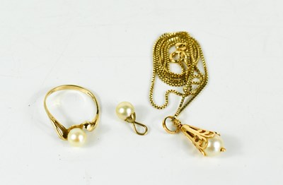 Lot 75 - A 9ct gold and pearl pendant necklace, a 9ct...