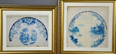 Lot 517 - Two 19th century watercolours depicting blue...