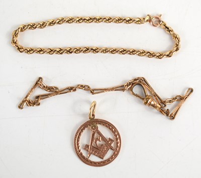 Lot 52a - A 9ct gold ropetwist necklace together with...
