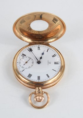 Lot 53a - A 9ct gold Omega half hunter, keyless side...