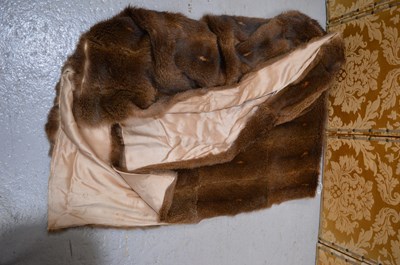 Lot 490 - A large vintage fur throw, with silk type...