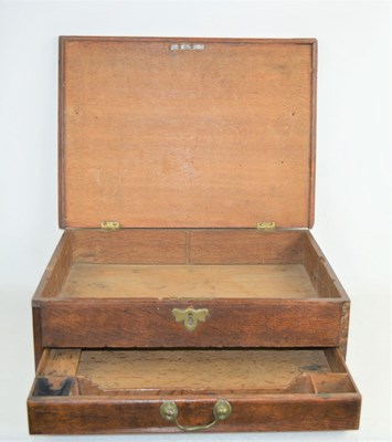 Lot 360 - An Edwardian oak camapign box with brass...