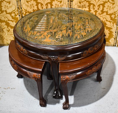 Lot 624 - A vintage hand carved oriental glass top sake...