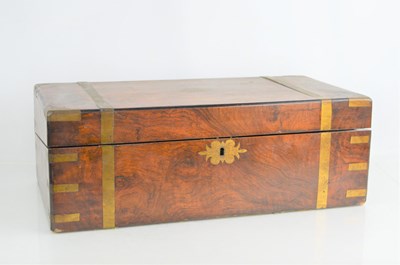 Lot 295 - A large 19th century brassbound writing slope