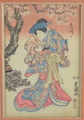 Lot 558 - A 19th century Japanese woodblock print by...