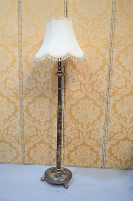 Lot 506 - A standard lamp decorated in black lacquer and...