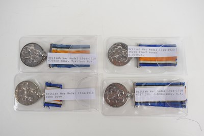 Lot 22 - Four WWI British War Medals 1914-1918, named...