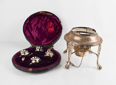 Lot 261 - A silver kettle stand with original silver...