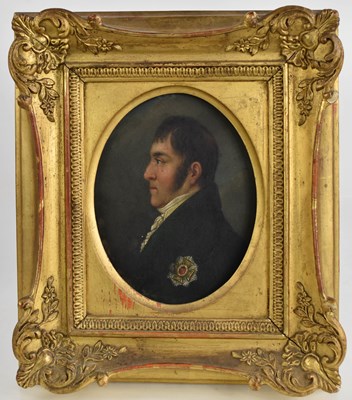 Lot 516 - A 19th century oil on metal portrait of a...