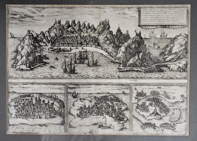 Lot 404 - A 16th century copper engraving, birds eye...