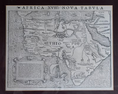 Lot 405 - A 16th century woodcut, map of Africa from...