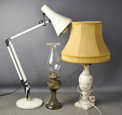 Lot 351 - An anglepoise lamp, marble based table lamp...