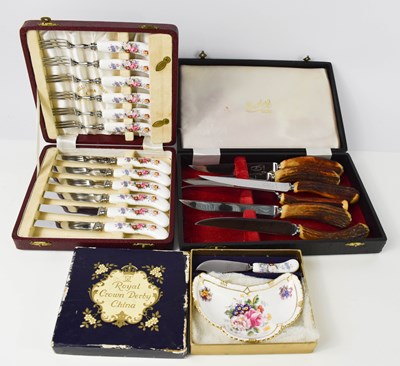 Lot 174 - A set of Royal Crown Derby porcelain handled...