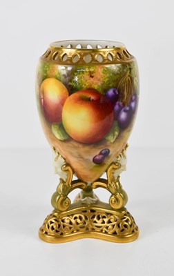 Lot 221 - A Royal Worcester globular shaped pot pourri...