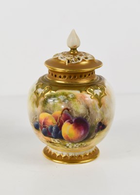 Lot 222 - A Royal Worcester globular shaped pot pourri...