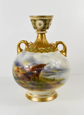 Lot 229 - A Royal Worcester vase, finely painted with...