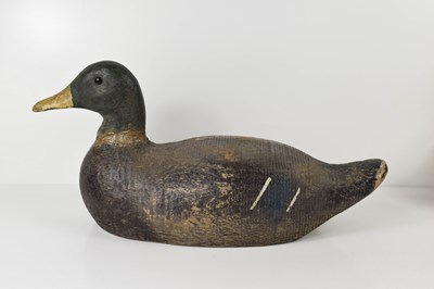 Lot 448 - A 19th century carved and painted decoy duck,...