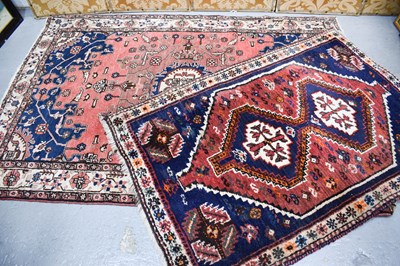Lot 581 - Two Middle Eastern rugs, one wool example with...