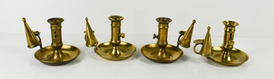 Lot 263 - A set of four 19th century brass chamber...