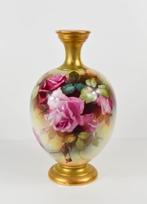 Lot 227 - A Royal Worcester vase, decorated with red...
