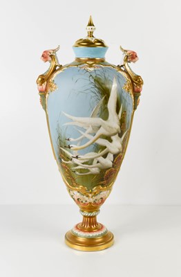 Lot 231 - A Royal Worcester vase by C Baldwyn, painted...