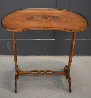 Lot 486 - A 19th century satinwood and painted kidney...