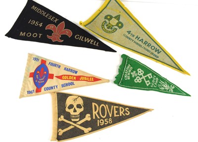 Lot 274 - A group of five vintage scout pennants to...