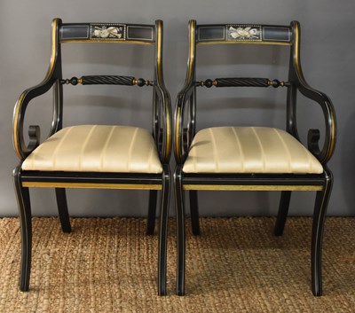 Lot 501 - A pair of Regency style parcel gilt and...