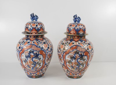 Lot 218 - A pair of 19th century Japanese Imari vases,...