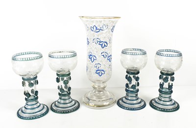 Lot 164 - A set of four engraved, coloured and clear...