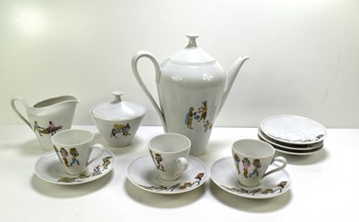 Lot 200 - A Heinrich & Co pottery coffee set decorated...