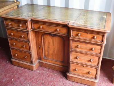 Lot 481 - A Victorian mahogany desk, with green tooled...