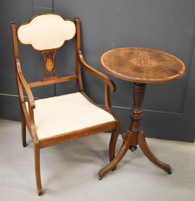 Lot 462 - An Edwardian mahogany and marquetry wine table,...