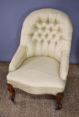 Lot 459 - A Victorian button-back nursing chair,...