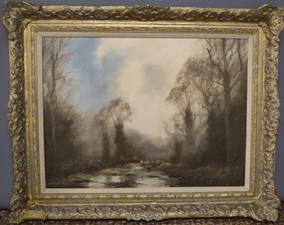 Lot 432 - John Trickett (British, b.1952): sheep coming...