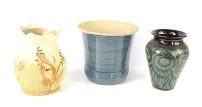 Lot 27 - A group of studio pottery to include a large...