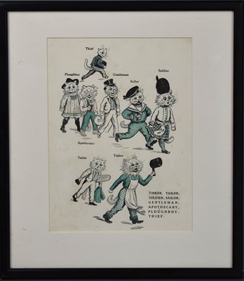Lot 561 - A Louis Wain "Tinker Tailor" framed and glazed...