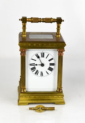 Lot 320 - A French brass carriage clock, with Roman...