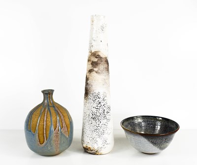 Lot 65 - A group of Studio pottery to include a stem...