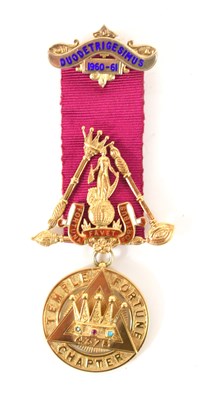 Lot 25 - Masonic Interest: A 9ct gold jewel on ribbon,...