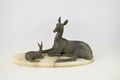 Lot 335 - A 20th century spelter sculpture of a deer and...