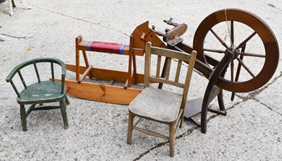 Lot 592 - A vintage wooden rocking horse together with a...